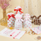 1 Set 54Pcs Small Drawstring Candy Gift Bags with Heart Pattern, Plastic Party Favour Bags with Ribbon for Gift Packaging