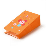 100 pc Rectangle Paper Candy Gift Bags, Birthday Christmas Gift Packaging, Balloon & Gift Box Pattern, Orange, Unfold: 13x8x23.5cm