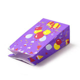 100 pc Rectangle Paper Candy Gift Bags, Birthday Christmas Gift Packaging, Balloon & Gift Box Pattern, Purple, Unfold: 13x8x23.5cm