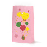 100 pc Rectangle Paper Candy Gift Bags, Birthday Christmas Gift Packaging, Balloon & Gift Box Pattern, Pink, Unfold: 13x8x23.5cm