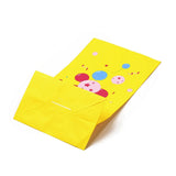 100 pc Rectangle Paper Candy Gift Bags, Birthday Christmas Gift Packaging, Balloon & Gift Box Pattern, Yellow, Unfold: 13x8x23.5cm