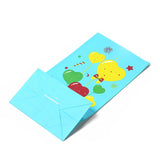100 pc Rectangle Paper Candy Gift Bags, Birthday Christmas Gift Packaging, Balloon & Gift Box Pattern, Cyan, Unfold: 13x8x23.5cm