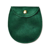 10 pc Velvet Jewelry Storage Pouches, Oval Jewelry Bags with Golden Tone Snap Fastener, for Earring, Rings Storage, Green, 9.8x9x0.8cm