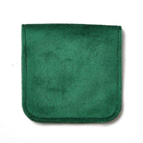 10 pc Velvet Jewelry Storage Pouches, Square Jewelry Bags with Golden Tone Snap Fastener, for Earring, Rings Storage, Green, 8x8x0.75cm