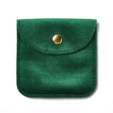 10 pc Velvet Jewelry Storage Pouches, Square Jewelry Bags with Golden Tone Snap Fastener, for Earring, Rings Storage, Green, 8x8x0.75cm