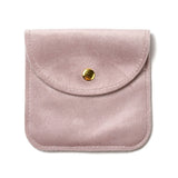 10 pc Velvet Jewelry Storage Pouches, Square Jewelry Bags with Golden Tone Snap Fastener, for Earring, Rings Storage, Pink, 9.8x9.8x0.75cm