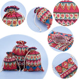 1 Set Burlap Pouches, Polyester Drawstring Bags, Stripe Pattern, Red, 13.8x10cm, 12pcs/set