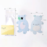 10 Bag Plastic Cookie Bag, with Cartoon Koala Card and Stickers, for Chocolate, Candy, Cookies, Blue, 11.8x8x0.04cm, Bag: 18.5x9x0.5cm, Sticker: about 12.4x5x0.02cm