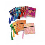 20 pc Mixed Square Cloth Zip Pouches, with Tassels, Mixed Color, 11.5x11.5cm