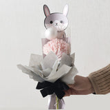5 Bag Plastic Gift Bags, Single Flower Packaging Bags, Flower Bouquet Bag, with Paper Cards & Cattoon Pattern, for Children's Day, Rabbit Pattern, 50cm, 20pcs/bag