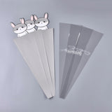 5 Bag Plastic Gift Bags, Single Flower Packaging Bags, Flower Bouquet Bag, with Paper Cards & Cattoon Pattern, for Children's Day, Rabbit Pattern, 50cm, 20pcs/bag