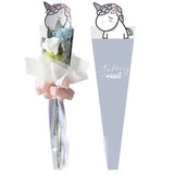 5 Bag Plastic Gift Bags, Single Flower Packaging Bags, Flower Bouquet Bag, with Paper Cards & Cattoon Pattern, for Children's Day, Unicorn Pattern, 50cm, 20pcs/bag