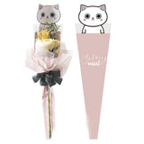 5 Bag Plastic Gift Bags, Single Flower Packaging Bags, Flower Bouquet Bag, with Paper Cards & Cattoon Pattern, for Children's Day, Cat Pattern, 50cm, 20pcs/bag