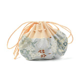 10 pc Chinese Brocade Sachet Coin Purses, Drawstring Floral Embroidered Jewelry Bag Gift Pouches, for Women Girls, Beige, 9.2x12cm