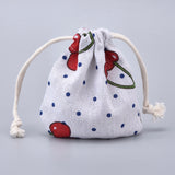 100 pc Burlap Pouches Gift Storage Bags, Candy Treat Party Packing Bags, with Polyester Drawstring Cord, Fruit Pattern, 11.5x11cm