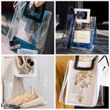 1 Set PVC Laser Transparent Bag, Tote Bag, with PU Leather Handles, for Gift or Present Packaging, Rectangle, White, Finished Product: 25.5x18x10cm, 2pcs/set