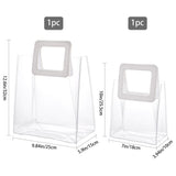 1 Set PVC Laser Transparent Bag, Tote Bag, with PU Leather Handles, for Gift or Present Packaging, Rectangle, White, Finished Product: 25.5x18x10cm, 2pcs/set