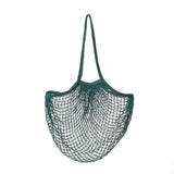 5 pc Portable Cotton Mesh Grocery Bags, Reusable Net Shopping Handbag, Dark Olive Green, 58.05cm, Bag: 35x38x1.8cm.