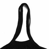 5 pc Portable Cotton Mesh Grocery Bags, Reusable Net Shopping Handbag, Black, 58.05cm, Bag: 35x38x1.8cm.