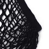 5 pc Portable Cotton Mesh Grocery Bags, Reusable Net Shopping Handbag, Black, 58.05cm, Bag: 35x38x1.8cm.