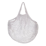 5 pc Portable Cotton Mesh Grocery Bags, Reusable Net Shopping Handbag, Gray, 48.05cm, Bag: 38x36x1cm.