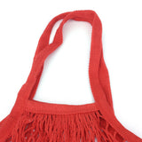 5 pc Portable Cotton Mesh Grocery Bags, Reusable Net Shopping Handbag, Red, 48.05cm, Bag: 38x36x1cm.