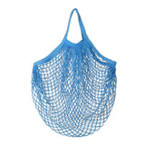 5 pc Portable Cotton Mesh Grocery Bags, Reusable Net Shopping Handbag, Blue, 48.05cm, Bag: 38x36x1cm.