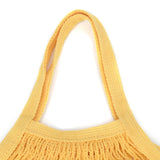 5 pc Portable Cotton Mesh Grocery Bags, Reusable Net Shopping Handbag, Yellow, 48.05cm, Bag: 38x36x1cm.