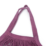 5 pc Portable Cotton Mesh Grocery Bags, Reusable Net Shopping Handbag, Medium Orchid, 48.05cm, Bag: 38x36x1cm.