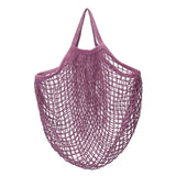 5 pc Portable Cotton Mesh Grocery Bags, Reusable Net Shopping Handbag, Medium Orchid, 48.05cm, Bag: 38x36x1cm.