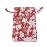 20 pc Burlap Packing Pouches, Drawstring Bags, Rectangle with Flower Pattern, Red, 14.2~14.7x10~10.3cm