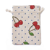 20 pc Burlap Packing Pouches, Drawstring Bags, Rectangle with Cherry Pattern, Colorful, 14~14.4x10~10.2cm
