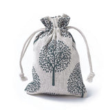 20 pc Burlap Packing Pouches, Drawstring Bags, Rectangle with Tree of Life Pattern, Colorful, 14~14.4x10~10.2cm
