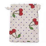 20 pc Burlap Packing Pouches, Drawstring Bags, Rectangle with Cherry Pattern, Colorful, 17.7~18x13.1~13.3cm