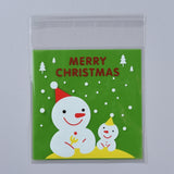 5 Bag Christmas Cookie Bags, OPP Cellophane Bags, Self Adhesive Candy Bags, for Party Gift Supplies, Green, 13x10x0.01cm, 95~100pcs/bag