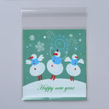 5 Bag Christmas Cookie Bags, OPP Cellophane Bags, Self Adhesive Candy Bags, for Party Gift Supplies, Teal, 13x10x0.01cm, 95~100pcs/bag