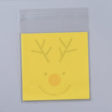 5 Bag Christmas Cookie Bags, OPP Cellophane Bags, Self Adhesive Candy Bags, for Party Gift Supplies, Yellow, 13x10x0.01cm, 95~100pcs/bag