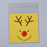 5 Bag Christmas Cookie Bags, OPP Cellophane Bags, Self Adhesive Candy Bags, for Party Gift Supplies, Yellow, 13x10x0.01cm, 95~100pcs/bag