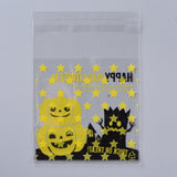 5 Bag Halloween Cookie Bags, Self Adhesive Candy Bags, OPP Cellophane Bags, for Party Gift Supplies, Yellow, 13x10x0.01cm, 95~100pcs/bag