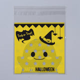 5 Bag Halloween Cookie Bags, Self Adhesive Candy Bags, OPP Cellophane Bags, for Party Gift Supplies, Yellow, 13x10x0.01cm, 95~100pcs/bag