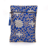 5 pc Silk Pouches, with Zipper, Blue, 33.7~33.8x23.9~24.2cm