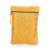 5 pc Silk Pouches, with Zipper, Goldenrod, 33.7~33.8x23.9~24.2cm