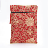 5 pc Silk Pouches, with Zipper, Red, 33.7~33.8x23.9~24.2cm