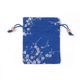 10 pc Silk Packing Pouches, Drawstring Bags, with Wood Beads, Blue, 14.7~15x10.9~11.9cm