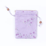 10 pc Silk Packing Pouches, Drawstring Bags, with Wood Beads, Lilac, 14.7~15x10.9~11.9cm