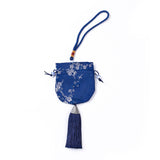 10 pc Silk Packing Pouches, Vintage Scented Sachet Perfume Bag, with Tassel, Dark Blue, 32~34cm