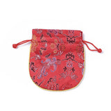 10 pc Silk Packing Pouches, Drawstring Bags, Red, 13~13.5x11.4~12cm