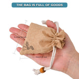 50 pc Burlap Packing Pouches, Drawstring Bags, with Wood Beads, Bisque, 10~10.1x8.2~8.3cm
