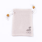 50 pc Burlap Packing Pouches, Drawstring Bags, with Wood Beads, Antique White, 14.6~14.8x10.2~10.3cm