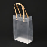 1 Bag Christmas Theme Rectangle Custom Blank Transparent Tote Bag, Waterproof Plastic Shopping Bags, with Handle, Clear, 32x14cm, 10pcs/bag